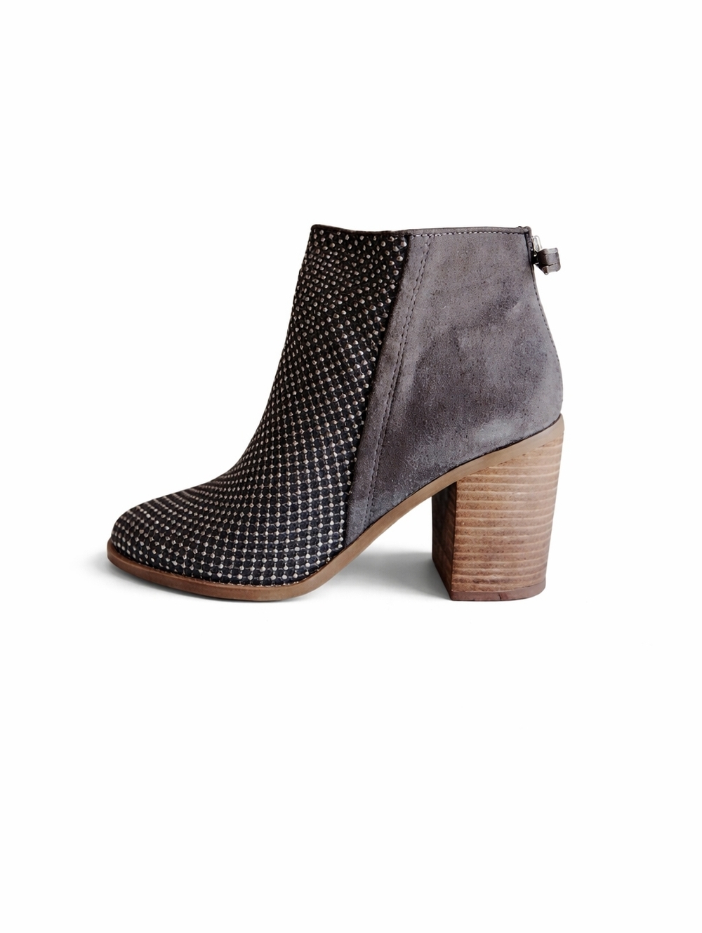 Madden Girl Mesh Embellished Ankle Boots 9.5 Mocha Studded Western 4" Block Heel - Picture 3 of 12